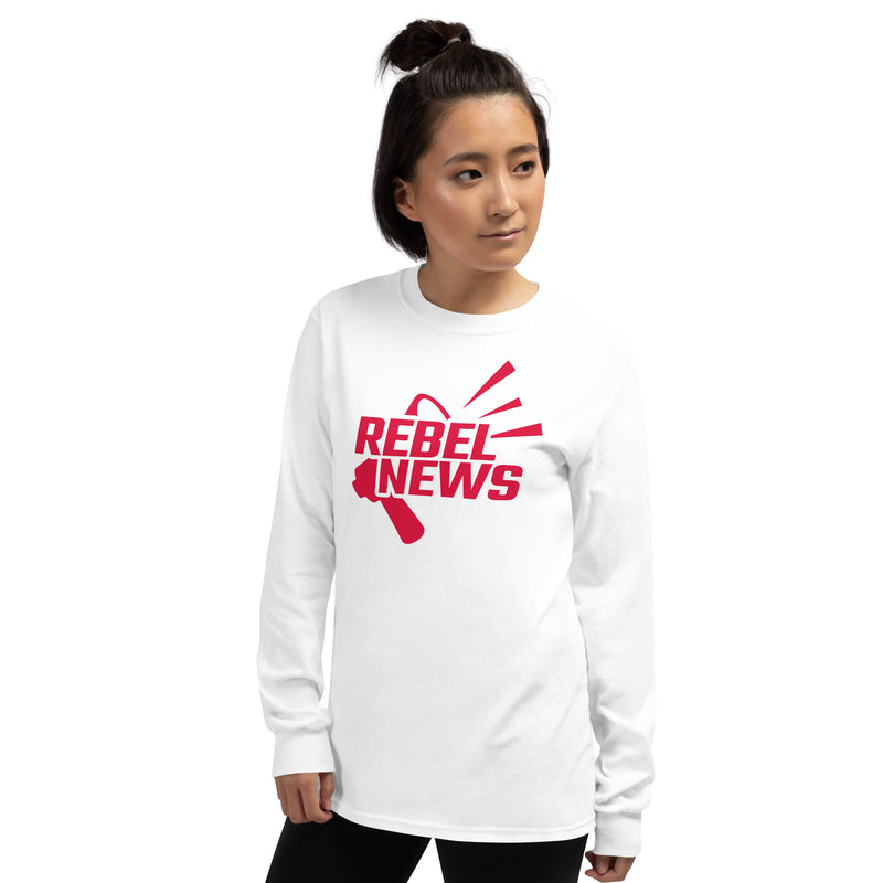 Load image into Gallery viewer, Rebel News Horn Logo (Red)- Unisex Long Sleeve Shirt
