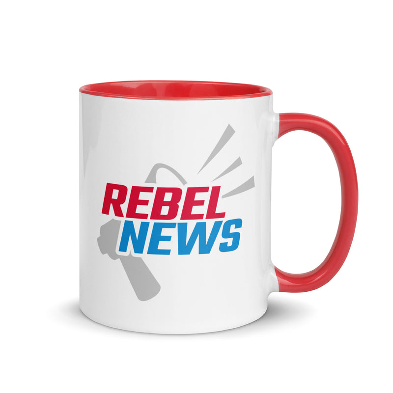 Load image into Gallery viewer, Rebel News Horn Logo (Red &amp; Blue)- Two Tone Mug
