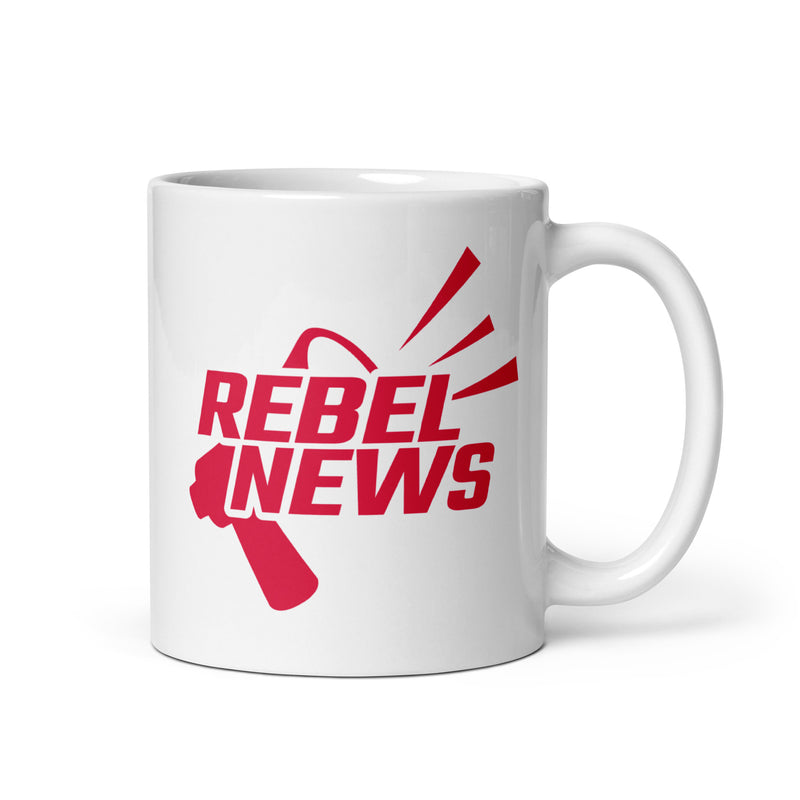 Load image into Gallery viewer, Rebel News Horn Logo (Red)- White Glossy Mug
