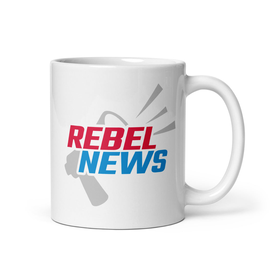 Rebel News Horn Logo (Red & Blue)- White Glossy Mug