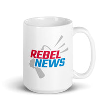 Load image into Gallery viewer, Rebel News Horn Logo (Red &amp; Blue)- White Glossy Mug
