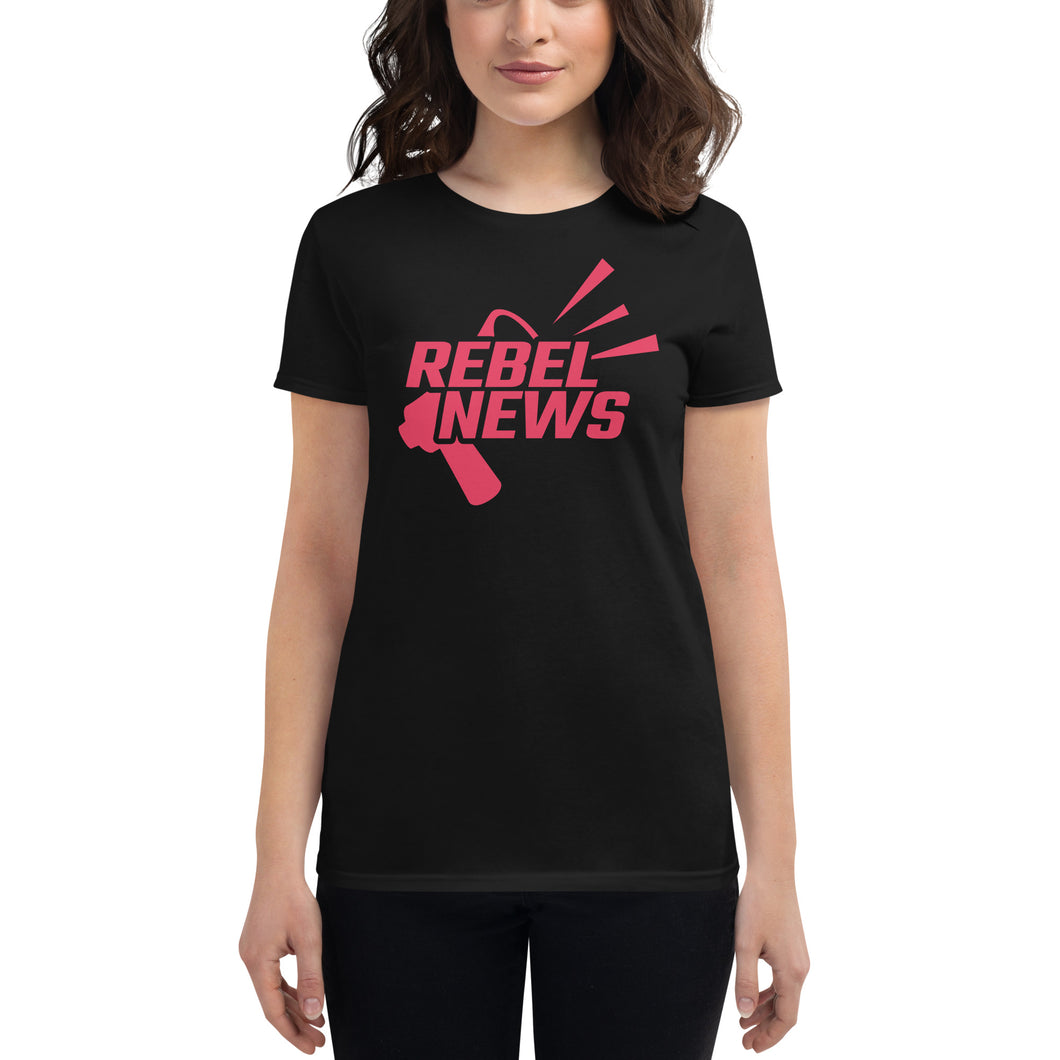 Rebel News Horn Logo (Red)-Women's Fitted T-Shirt