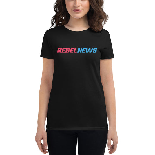 Rebel News Typography Logo- Women's Fitted T-Shirt