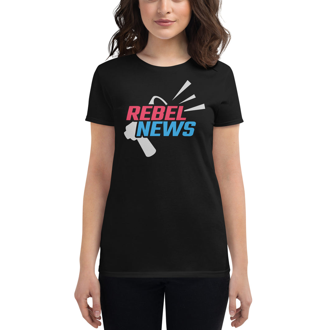 Rebel News Horn Logo (Red & Blue)- Women's Fitted T-Shirt